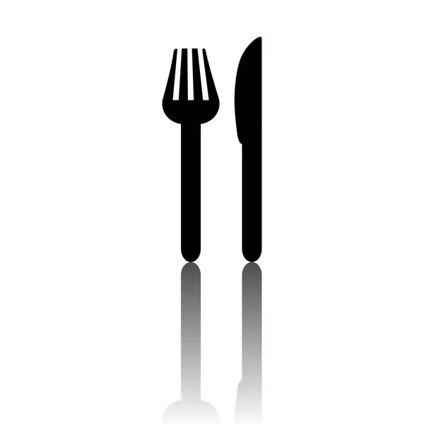 Cubiertos tenedor y cuchillo icono imagen — Vector de stock