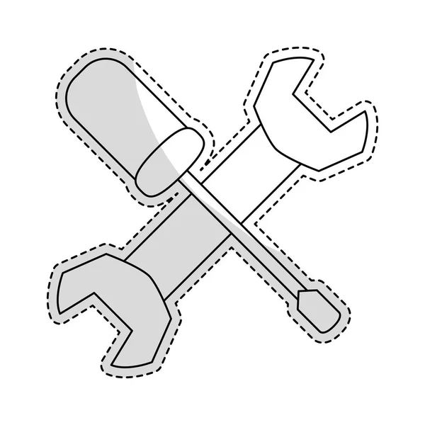 Moersleutel en schroevendraaier pictogramafbeelding — Stockvector