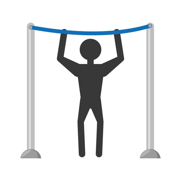 Man träning bar gym armar siluett — Stock vektor