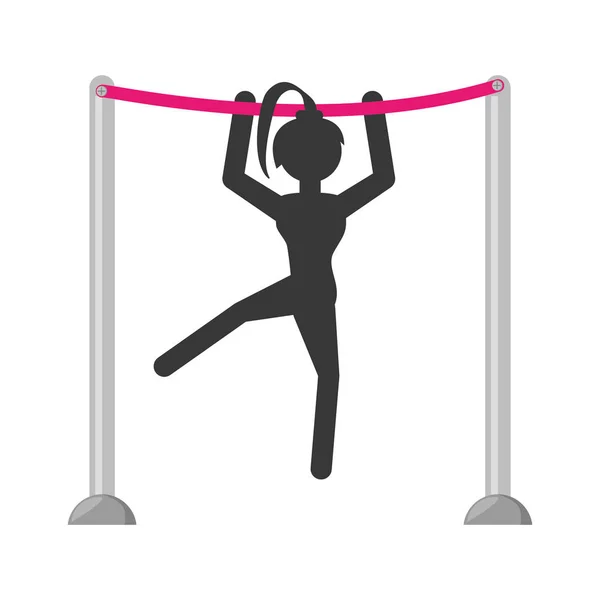 Silhouet meisje athele gymnastische met bar — Stockvector