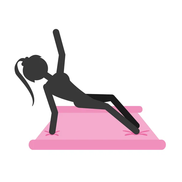 Silhouette fille séance d'entraînement fitness gym sur pad — Image vectorielle