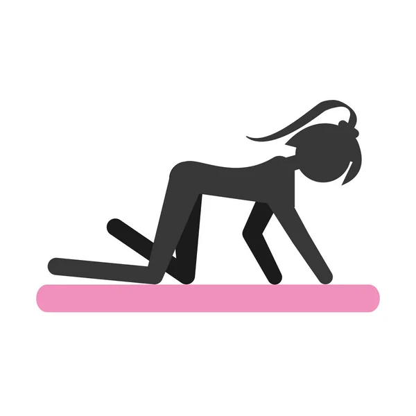 Silhouette fille pilates exercice avec pad rose — Image vectorielle