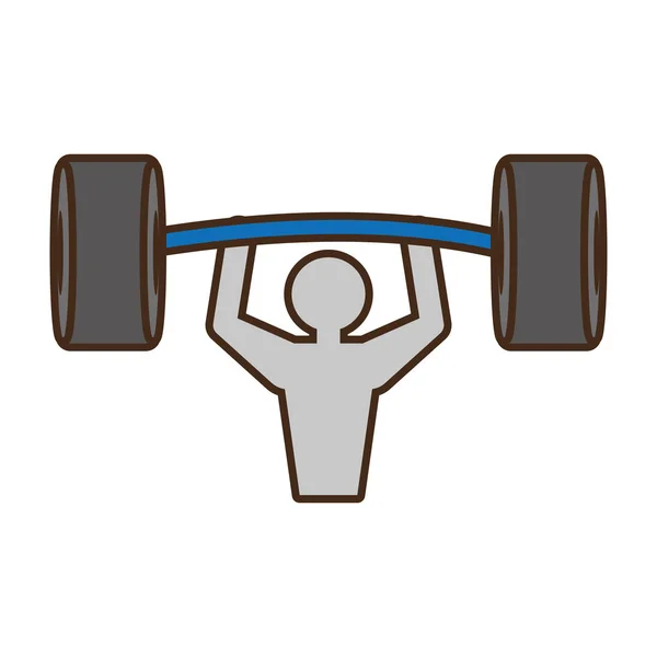 Pictogram man barbell weight hard — Stock Vector