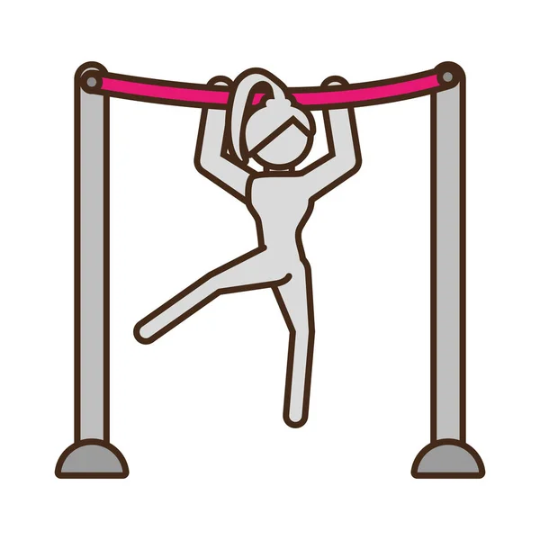 Piktogram flicka konstnärlig gymnastik på bar sport — Stock vektor