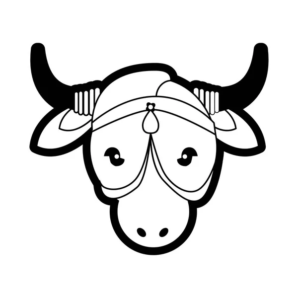 Portrait animal sacré vache Inde ornement — Image vectorielle