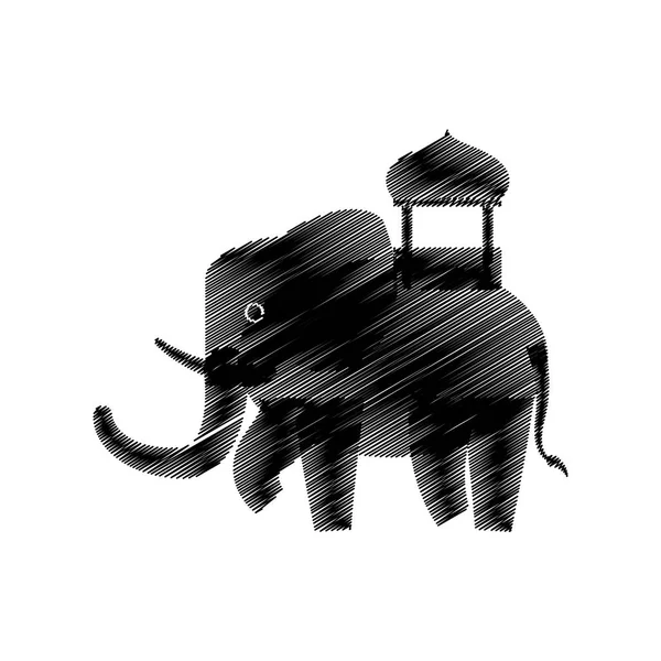 Dessin à la main éléphant indien — Image vectorielle