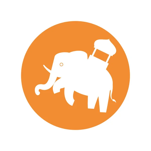 Silhouette indian elephant festival yellow bakcground — Stock Vector