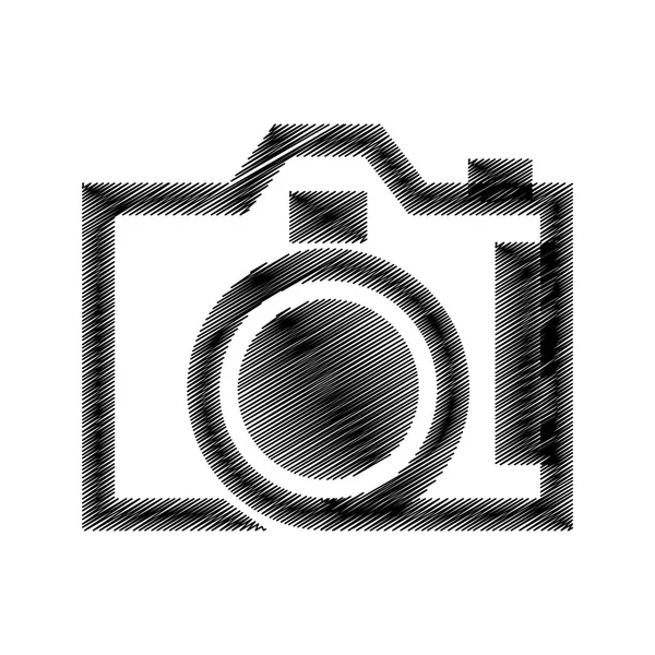 Handzeichnen schwarze fotografische Kamera — Stockvektor