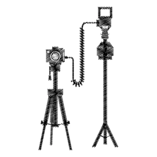 Photograpic camera with tripod — Stock Vector