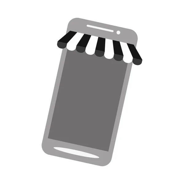 Compras smartphone tienda online color gris — Vector de stock