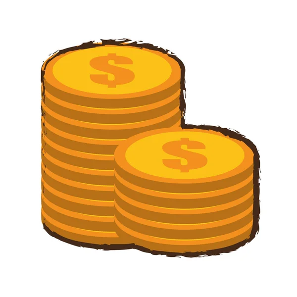 Coins stack money sketch — Stock Vector