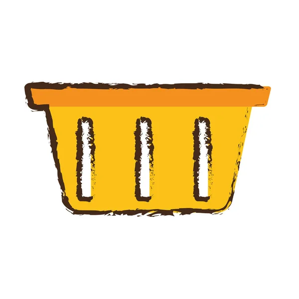Cesta amarela compras loja online esboço — Vetor de Stock