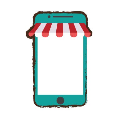 Yeşil smartphone alışveriş online mağazası kroki