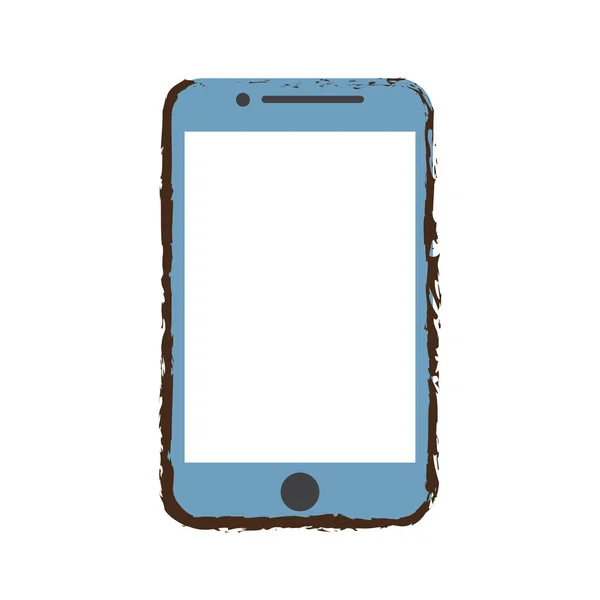 Синий экран мобильного телефона технологии эскиз — стоковый вектор