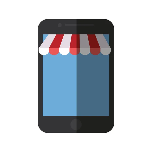 Смартфон покупки онлайн магазин цветовой тени — стоковый вектор