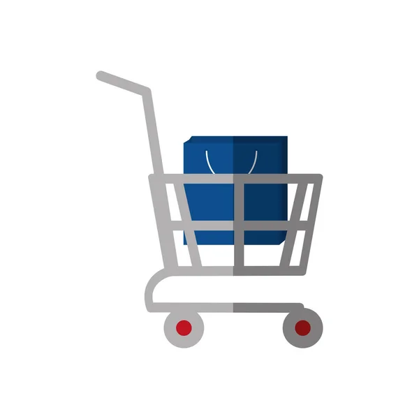 Shopping cart online väska gåva färg skugga — Stock vektor