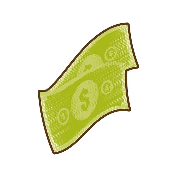 Dibujo dinero facturas efectivo dólar — Vector de stock