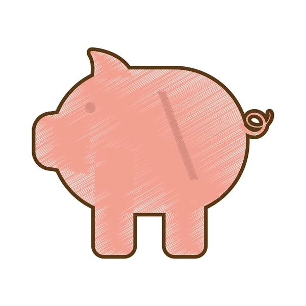 Drawing pink piggy money cash — Stock Vector