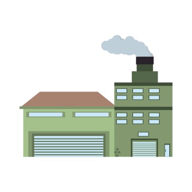 Endüstri fabrika ön görünüm baca bina