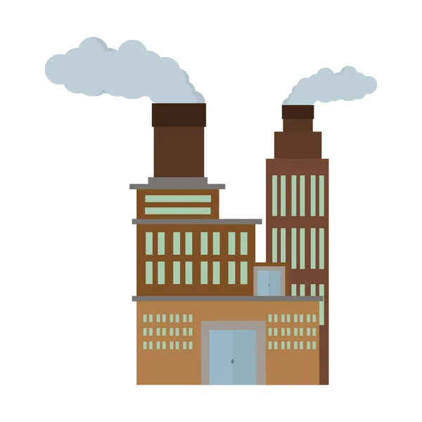Fabricación edificio contaminación chimenea — Vector de stock