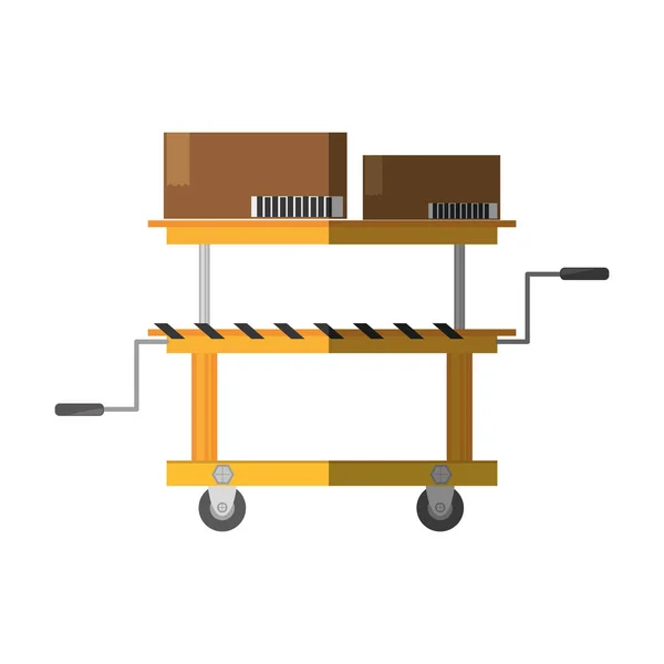 Plošinový vozík zvedací boxy nákladu Stínová — Stockový vektor