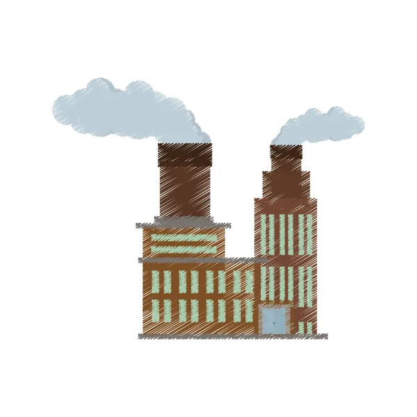 Kirliliği baca bina imalatı — Stok Vektör