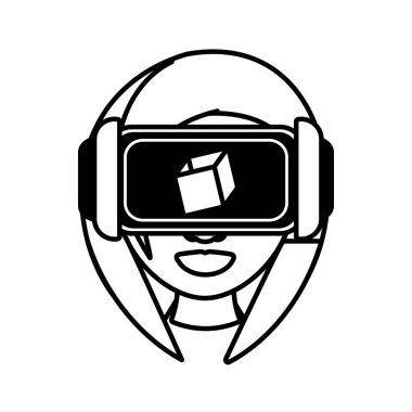 Kız sanal gerçeklik gözlük 3d teknolojisi anahat