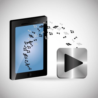 Gölge smartphone telefon müzik notlar oynamak