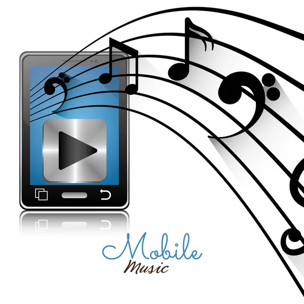 Smartphone player mobile note musique — Image vectorielle