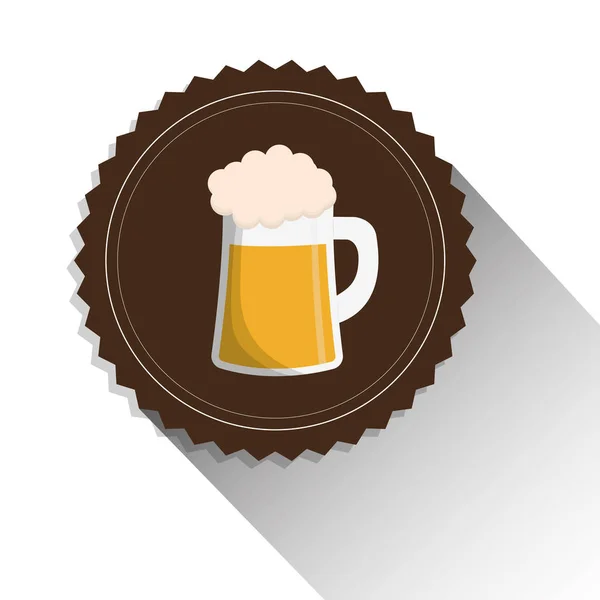 ビール マグカップ ガラス発泡アルコール ラベル シャドウ — ストックベクタ