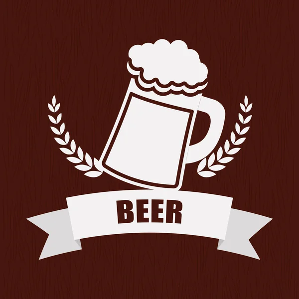 Bier mok glas tarwe pub label — Stockvector