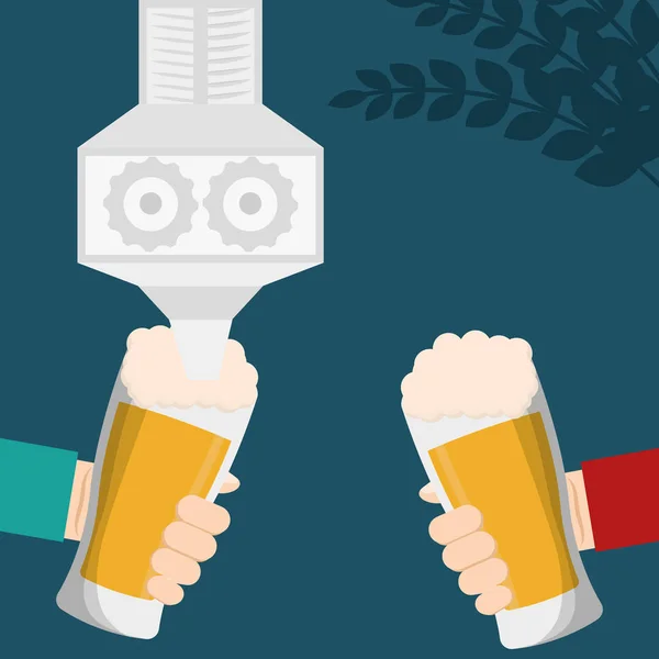 Zanaat bira ellerini tutar gözlük kutlama — Stok Vektör