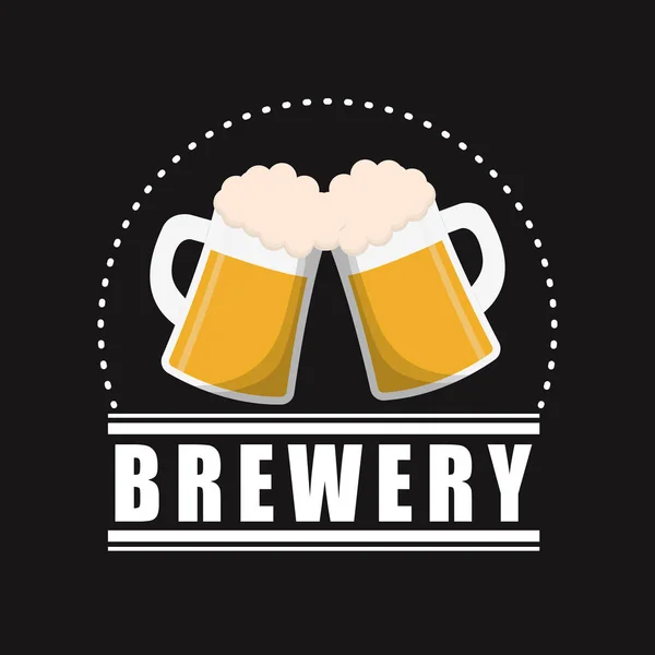 Muggar öl bryggeri affisch svart bakgrund — Stock vektor