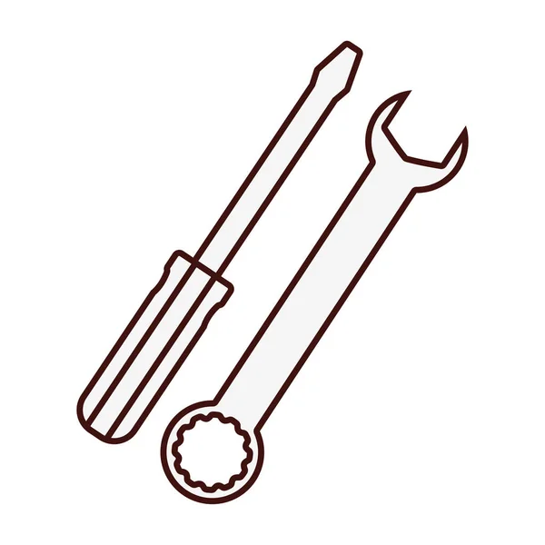 Moersleutel en schroevendraaier pictogramafbeelding — Stockvector