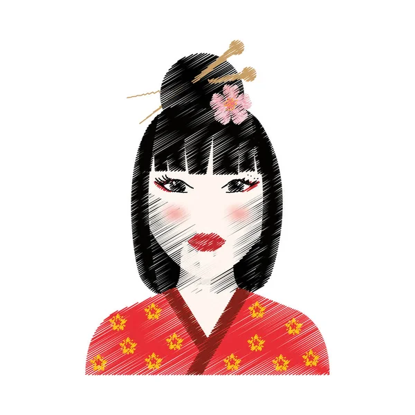 Hermosa cara de geisha — Vector de stock