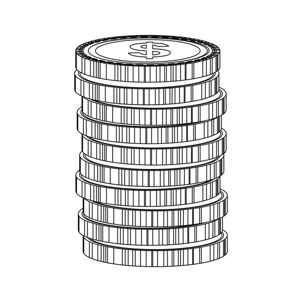 Ізольована монети гроші — стоковий вектор