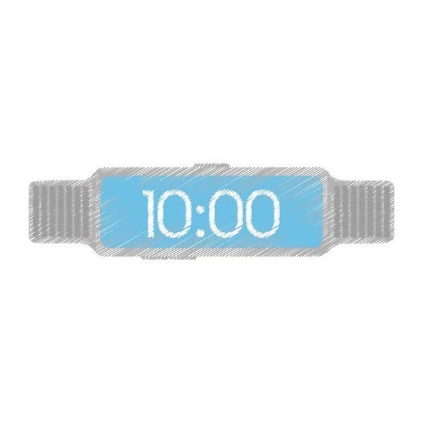 스틸 디지털 스마트 시계 시간 화면 — 스톡 벡터