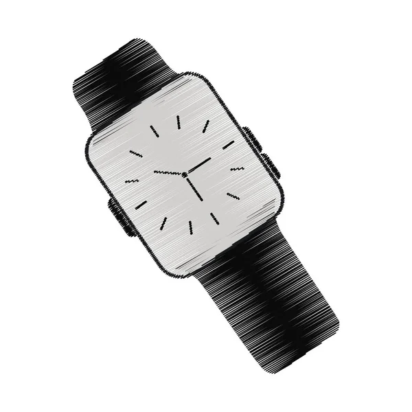 Negro clásico reloj analógico tecnología usable — Vector de stock