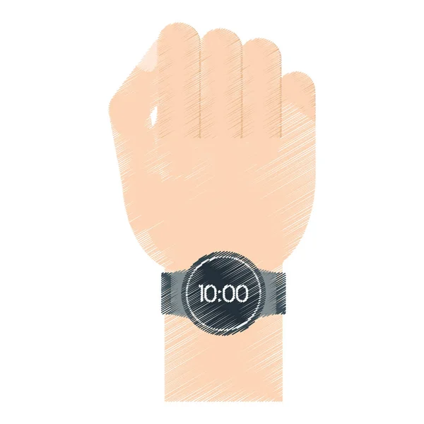 Tecnología portátil reloj inteligente digital de la mano — Vector de stock