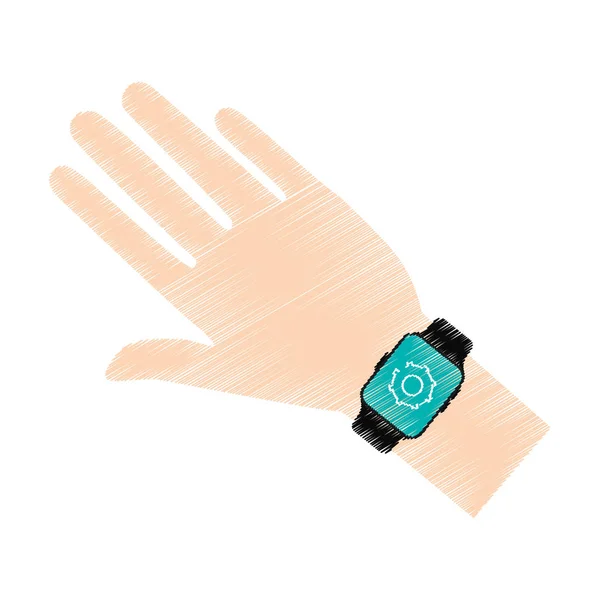 Рука з розумним годинником модна технологія, що носить — стоковий вектор