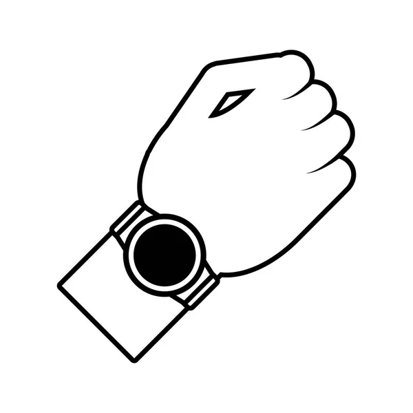 Mão e relógio inteligente novo esboço wearable — Vetor de Stock