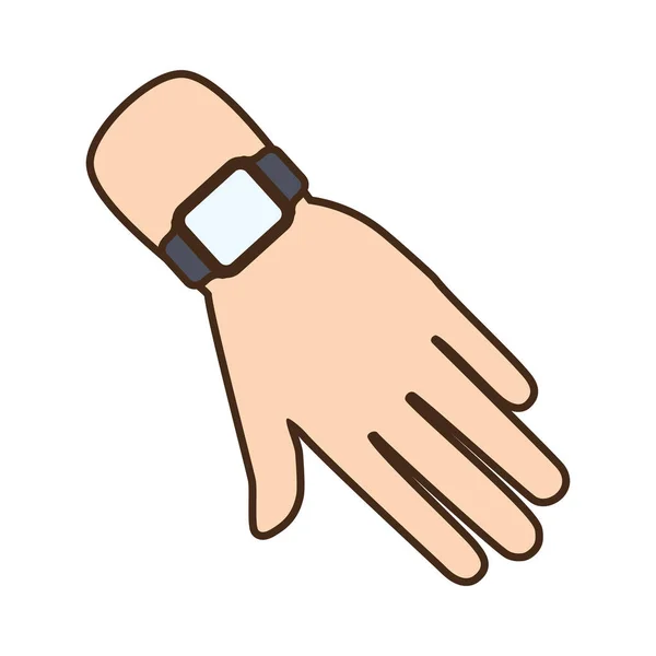 Мультяшная рука с умными часами модные носимые технологии — стоковый вектор