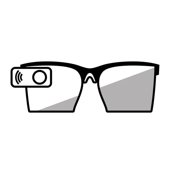 Overzicht augmented reality bril technologie schaduw — Stockvector