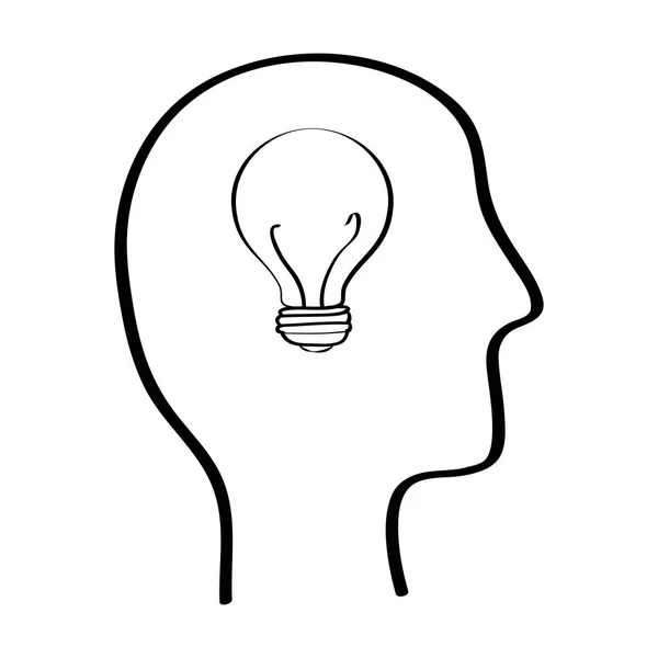 Human head with bulb inside — Stock Vector