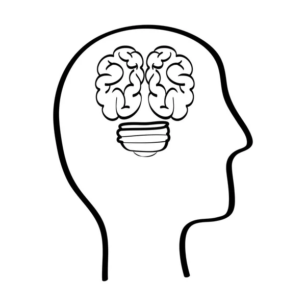 Human brain and head silhouette — Stock Vector