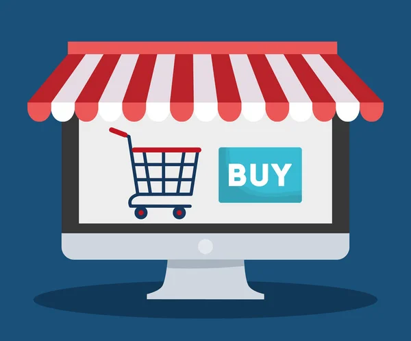 Immagine delle icone relative allo shopping online — Vettoriale Stock