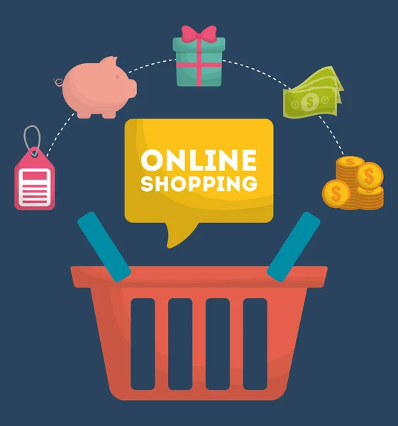 Online-Shopping verwandte Symbole Bild — Stockvektor