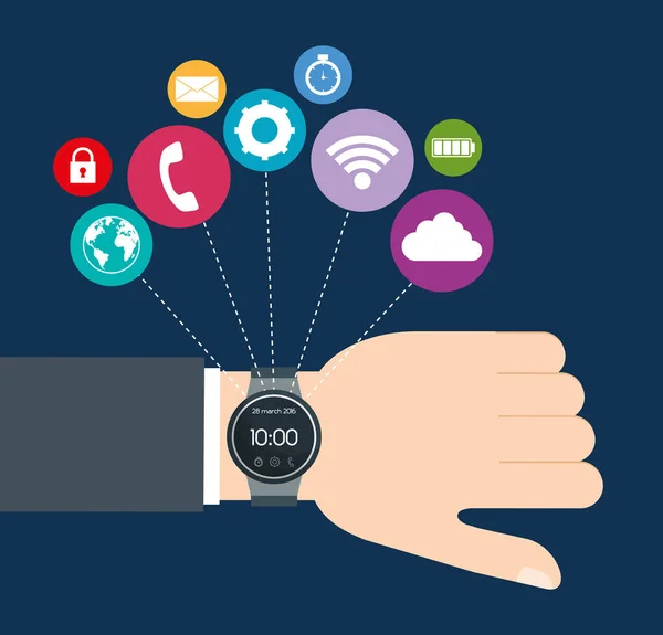 Image der Smartwatch als tragbare Technologie — Stockvektor