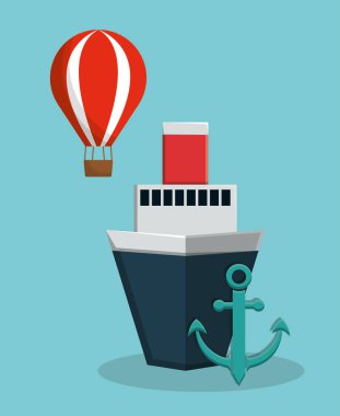 cruise gemi çapa ve sıcak hava balonu simgesini görüntüler