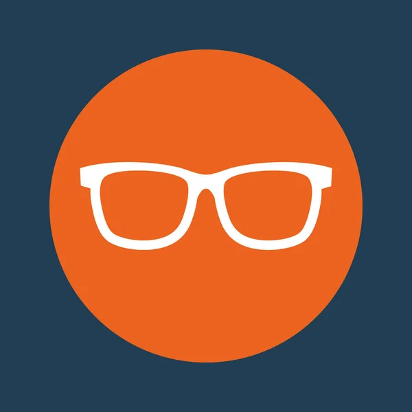 Gafas emblema naranja sobre imagen icono de fondo azul — Vector de stock